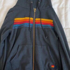 Aviator Nation 5 Stripe Hoodie - CHARCOAL